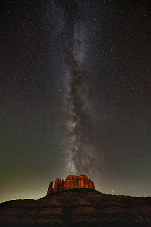 Milky Way over Cathedral Rock Sedona Arizona.