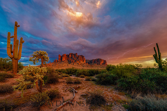 Lightning bolts on the Superstition Mts