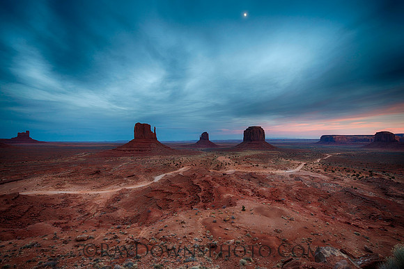 Monument valley after dark